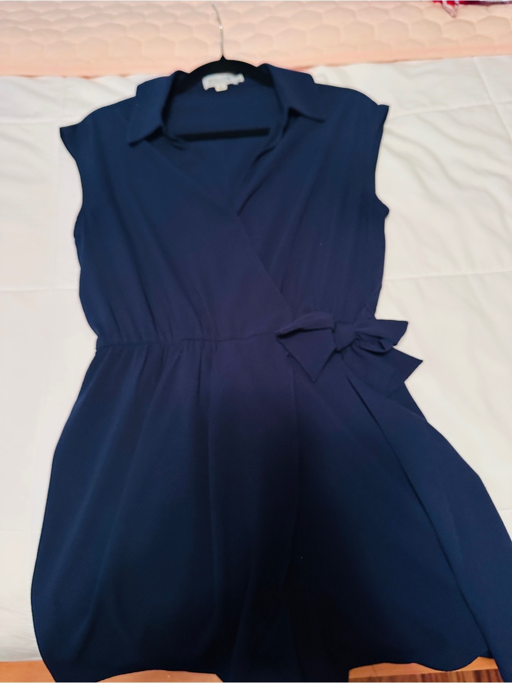 Sleeveless Navy Wrap Romper with Side Tie